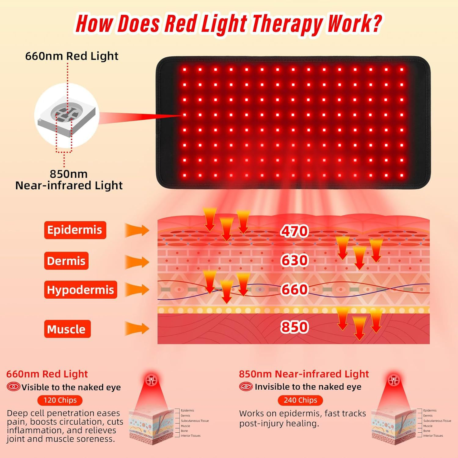650+850 Red light therapy pad
